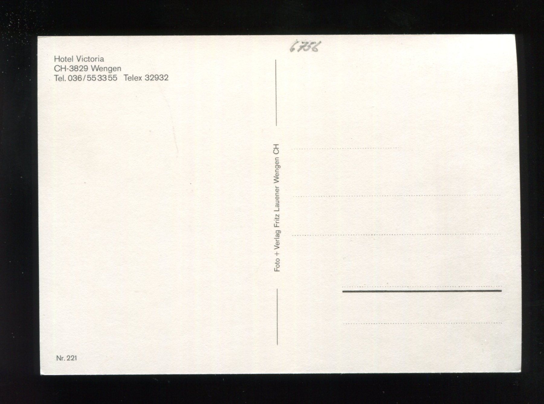 Cartoline postali: Wengen, Hotel Victoria – Usato da Aarau venduto da Elmaar41 1