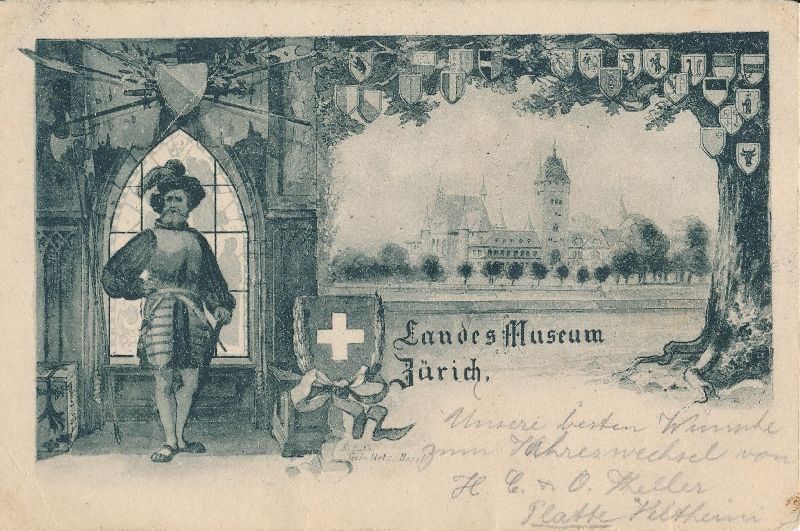 Cartoline postali: Zürich - Landesmuseum + 1899 – Usato da Emmenbrücke venduto da teestube