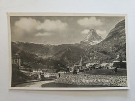 Carte postale ancienne Zermatt et le Cervin noir blanc