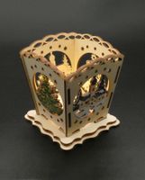 Windlicht/kl. Laterne, Holz mit Weihnachtsmotiven, neuwertig