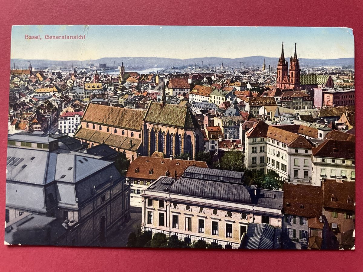 Cartoline postali: Ansichtskarte Basel Generalansicht gelaufen 1924 – Usato da Neuhausen am Rheinfall venduto da Arielle55