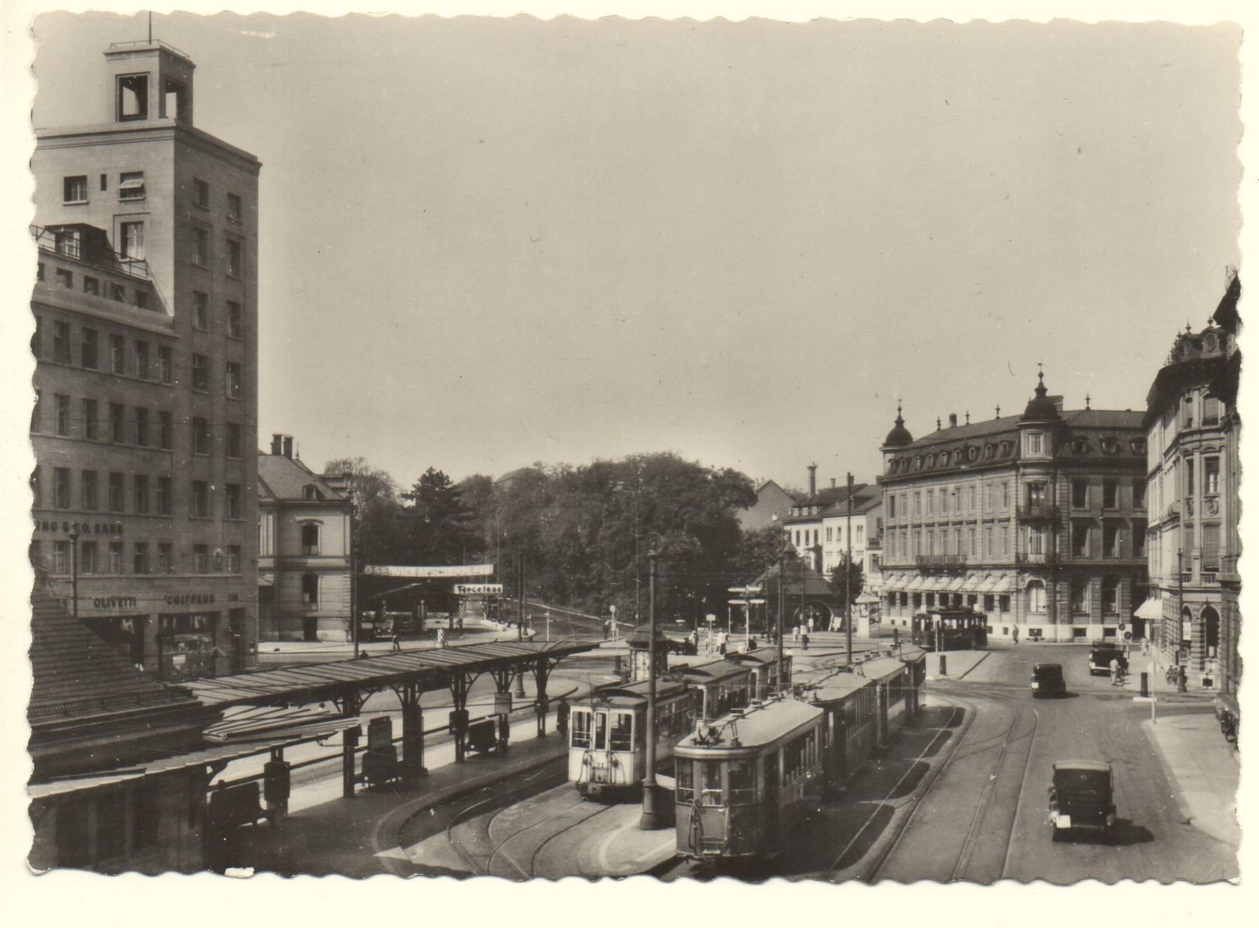 Ansichtskarten: BASEL Aeschenplatz, Strassenbahn, Tram, Auto – Gebraucht aus Jona von philajona