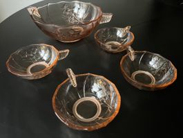 Rosa Glasschalen Set