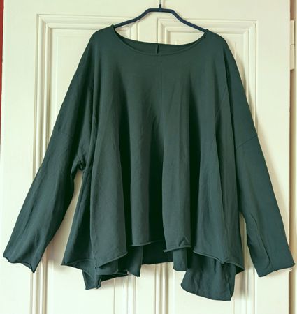RUNDHOLZ : Pull vert foncé léger extra-large Lagenlook TU
