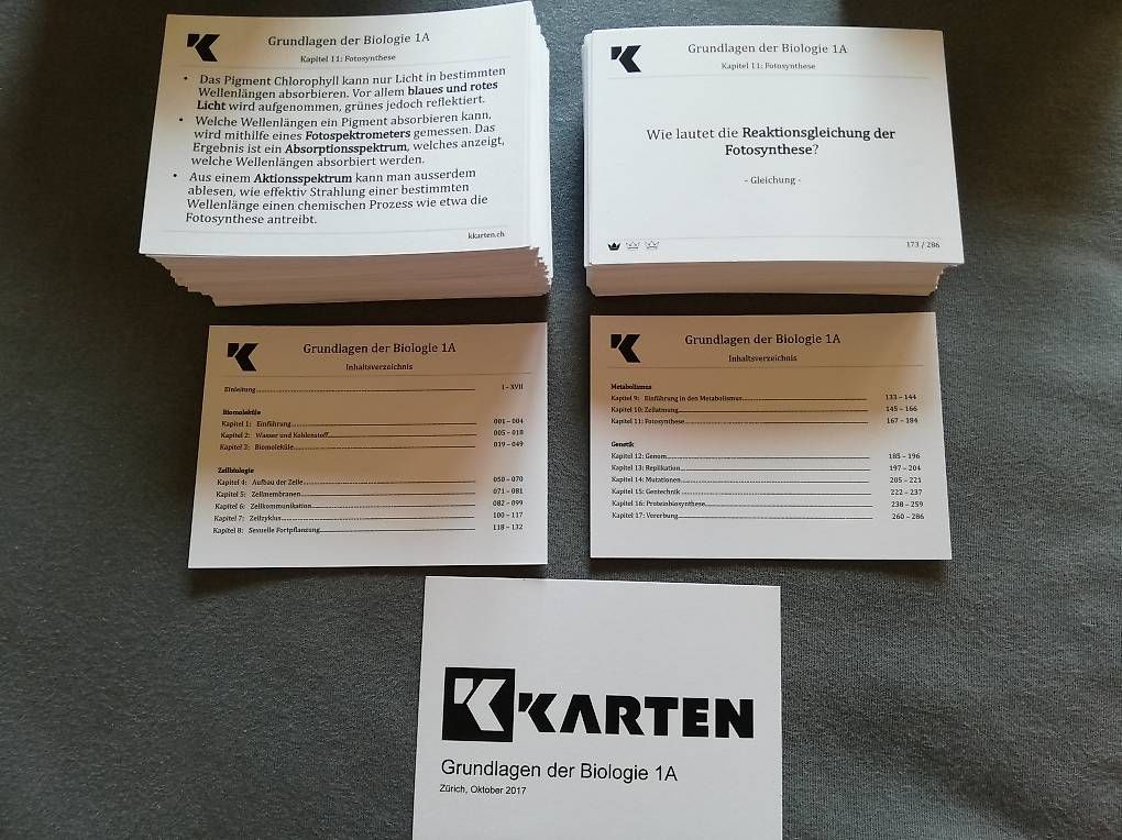 Altro materiale scolastico: K-Karten Biologie 1A – Usato da St. Gallen venduto da m_l_6qbp 1