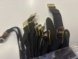 Uhrenarmbänder Textil Schwarz/Gold, Silber-Vintage Konvolut!
