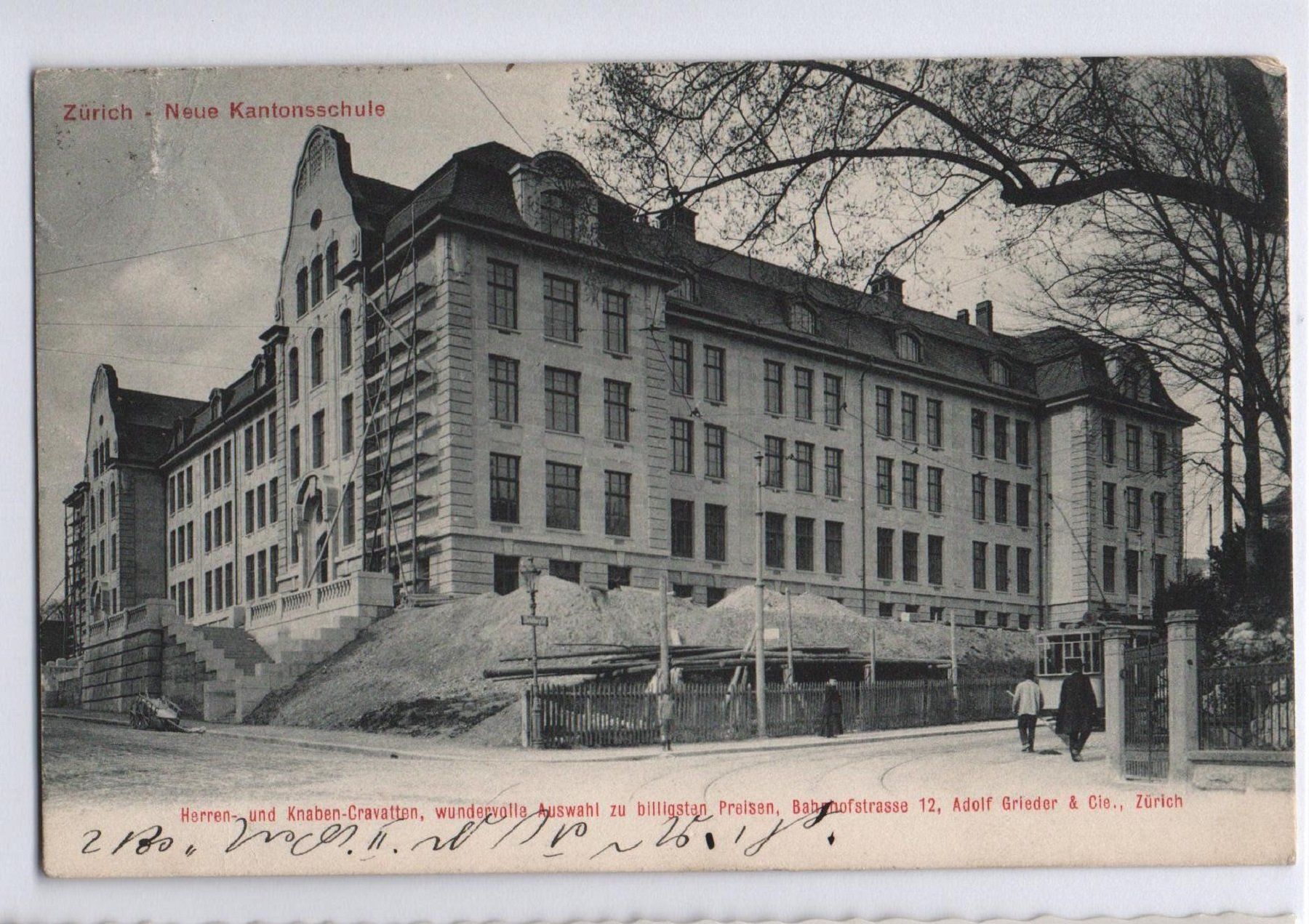 Cartoline postali: ZÜRICH Neue Kantonsschule. Tram – Usato da Jona venduto da philajona