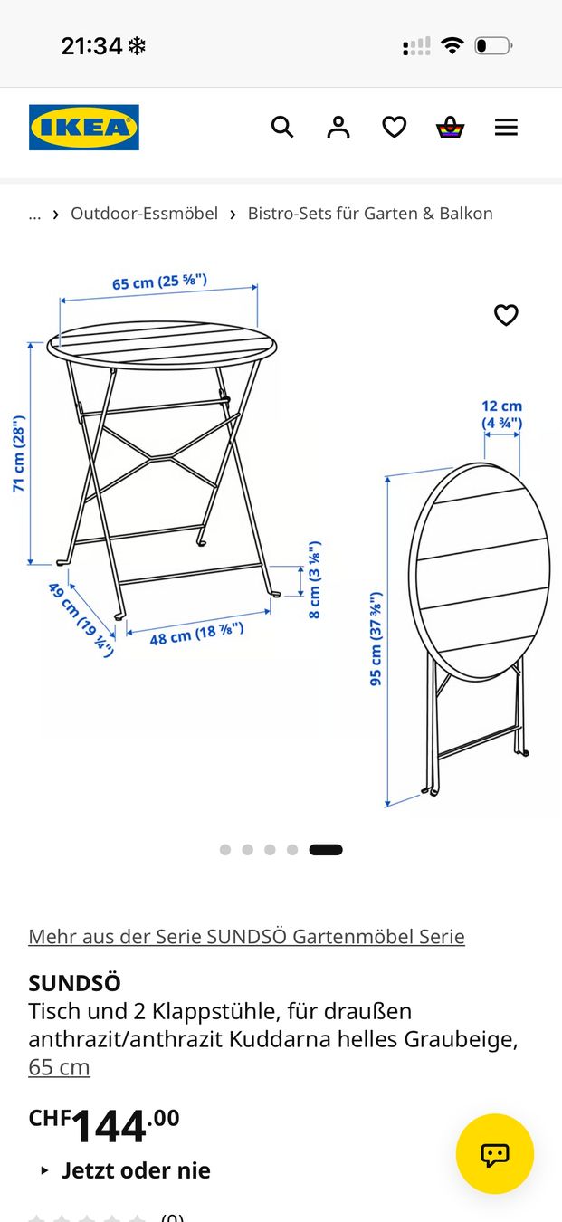 Ikea Set di tavolo e panche: Balkontisch mit zwei Stühlen – Usato da Lustdorf venduto da eve1ine 2