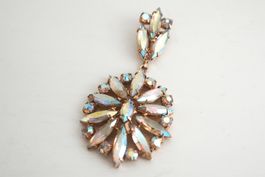 Vintage Anhänger Strass Aurora Borealis Blüte vergoldet 6,5