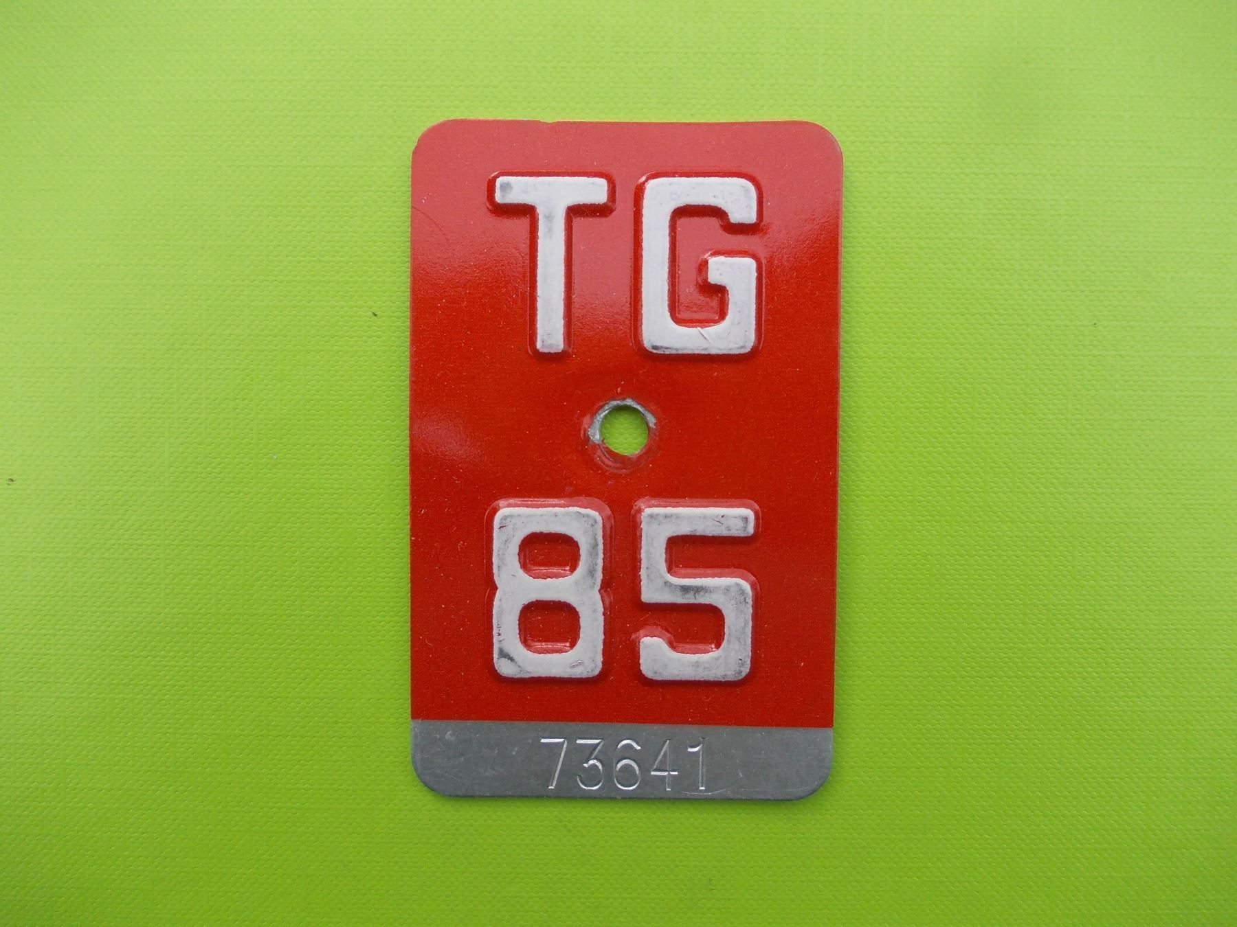 Insegne: Velonummer / Fahrradnummer TG 85 – Usato da Gsteigwiler venduto da HORMIGA21