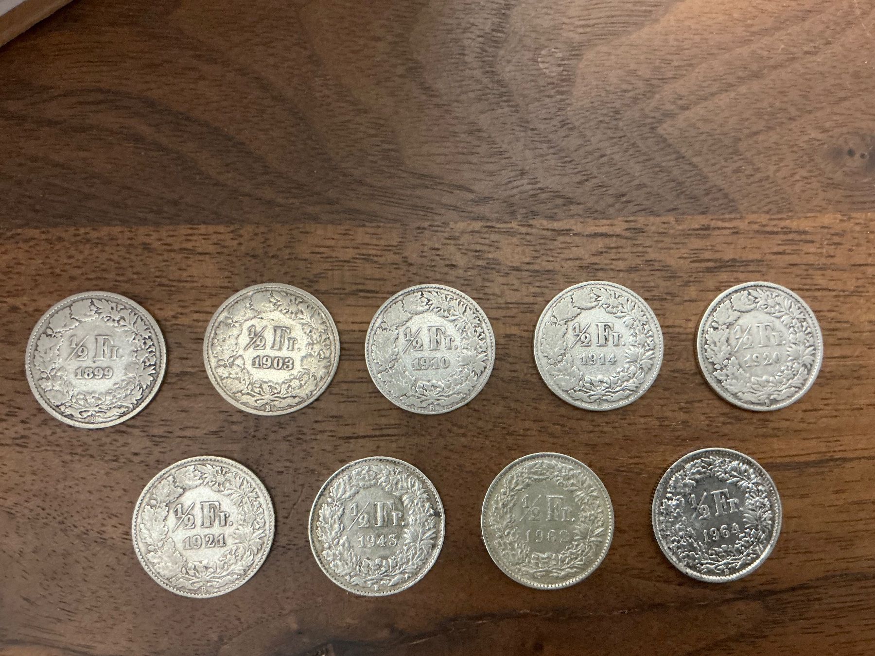 Tutti le monete: 9 x 1/2 Franken – Usato da Unterägeri venduto da Peter135
