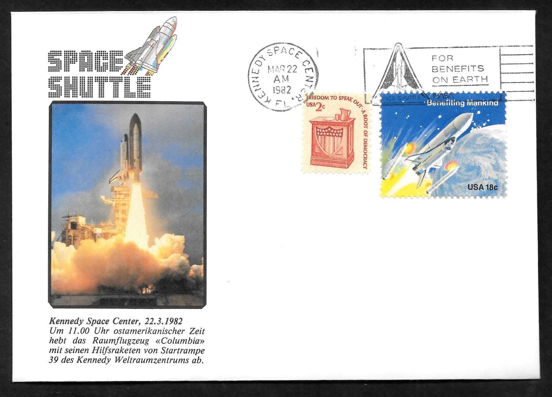 Alle Briefmarken: USA Sonderbrief Space Shuttle 3 Startbeleg 22.3.1982 – Gebraucht aus Olten von clotaldi