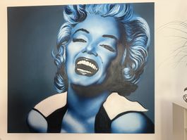 Wandbild Marilyn Monroe blaues Porträt auf Leinwand