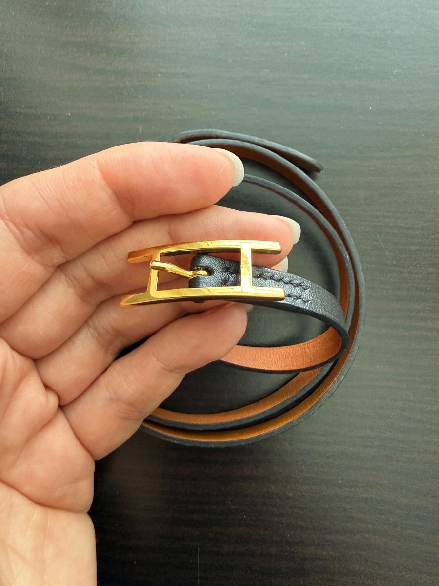 Hermès Bracciali & Braccialetti: Hermès Hapi Double-Wrap-Armband, goldene H-Schnalle – Usato da Othmarsingen venduto da Paucaverba 4