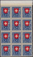 1924, J32 (Wappen, Schweiz PJ) 12er-Block postfisch, K: 90.-