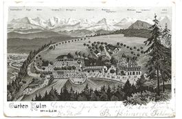 Gurten Kulm bei Bern BE Hotel - Blick auf Alpen - Litho 1905