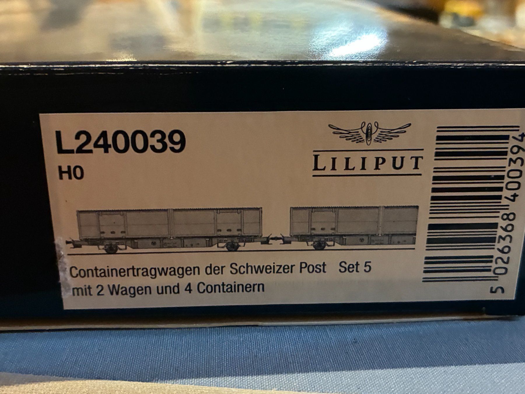 Liliput Modellini di ferrovie: SBB Containertragwagen-Set 5 "Schweizer Post"/Liliput 240039 – Nuovo (secondo la descrizione) da Kölliken venduto da Tbutz