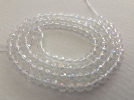 Spinell facettiert weiss 3mm. Strang. Labor Gezüchtet