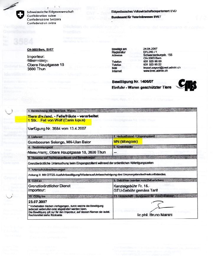 Il mondo degli animali: Echtes Wolfsfell Mongolei - 2007 Legal importiert – Nuovo (secondo la descrizione) da Thun venduto da Abalona3600 7