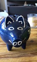 tirelire cochon bleu céramique