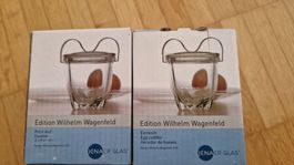 Bauhaus 2 x Jenaer Glas Designer Wilhelm Wagenfeld Eierkoch