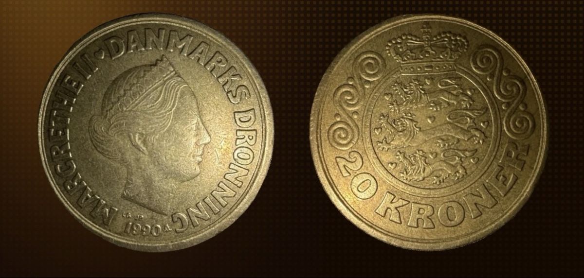 Pièce de 20 Kroner Danoises 1990 Rare et Collection (D #39 occasion) à