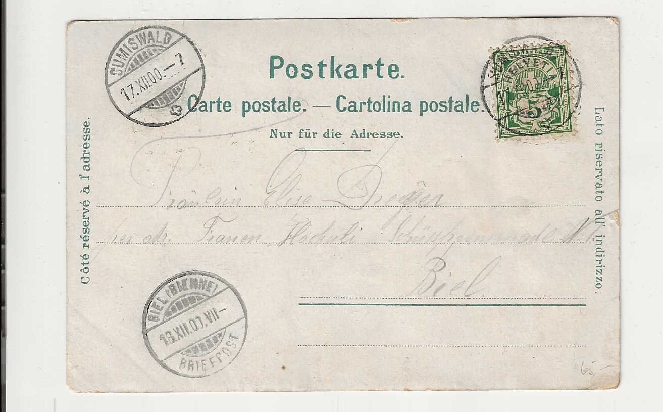 Ansichtskarten: Grünenematt, 1900 – Gebraucht aus Spiez von Niesen20 1