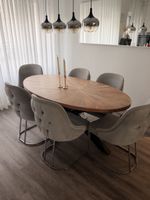 6 elegante Esszimmerstühle grau – Samtoptik