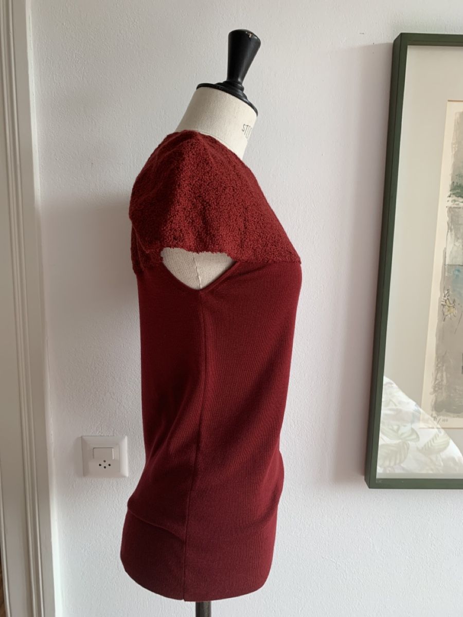 Akris Maglioni & Felpe: AKRIS: Exklusiver bordeauxroter Pullover mit Stickerei, 38 – Nuovo (secondo la descrizione) da Luzern venduto da designluzern 2