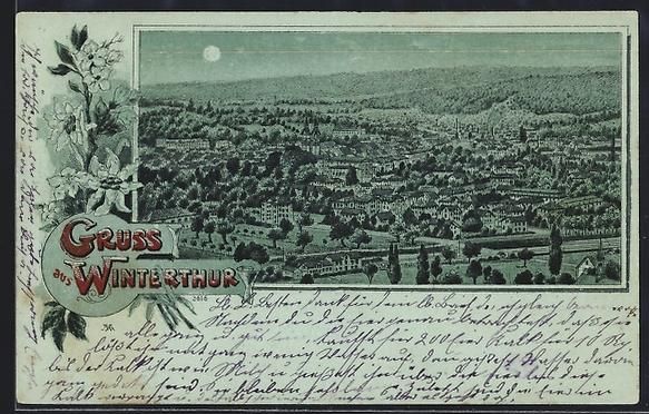 Cartes postales: Mondschein-Lithographie Winterthur, Orts – D'occasion à Berlin par bartko-reher