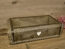 Holzkiste Vintage Shabby Chic mit Herz, Exner, neu