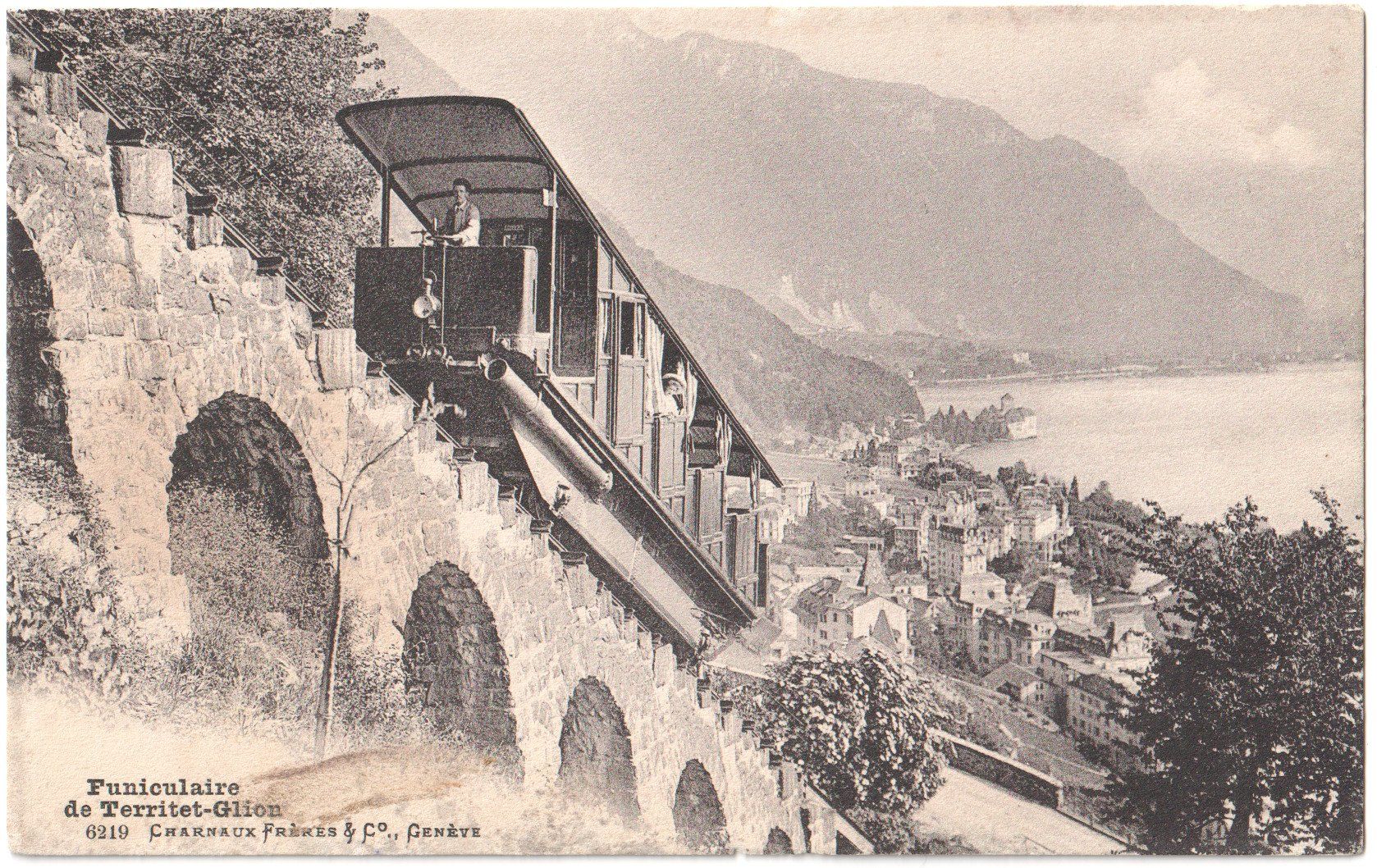 Ansichtskarten: FUNICULAIRE TERRITET-Glion: gros plan ~1910 – Gebraucht aus Engelburg von Swisscards 1