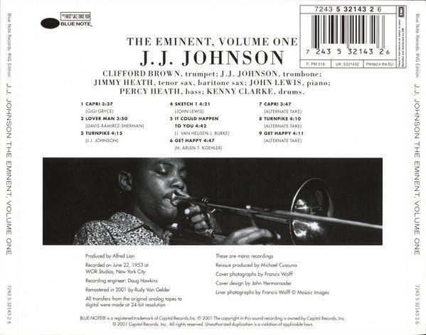 CDs: Jay Jay Johnson [BLUE NOTE] with Clifford Brown, John Lewis, – Gebraucht aus Unterbäch von gond 1