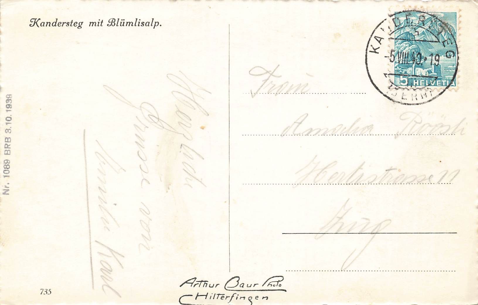 Cartoline postali: Kandersteg mit blümlisalp – Usato da Biasca venduto da Blenio71 1