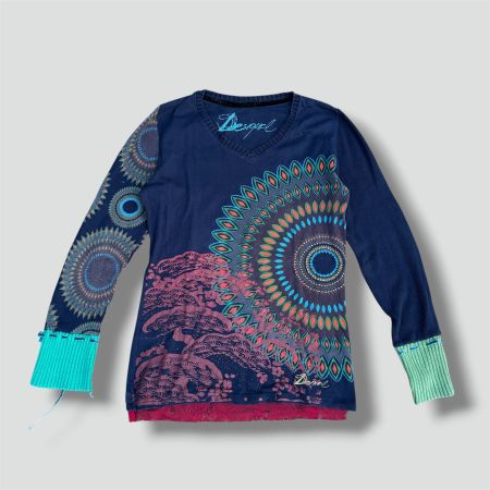 Desigual vintage circles longsleeve shirt damen t-shirt retr
