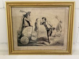 Gerahmte Lithographie Politische Karikatur "Republique" Cham