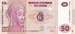 Banknote Congo 50 makumi tano Bankfrisch