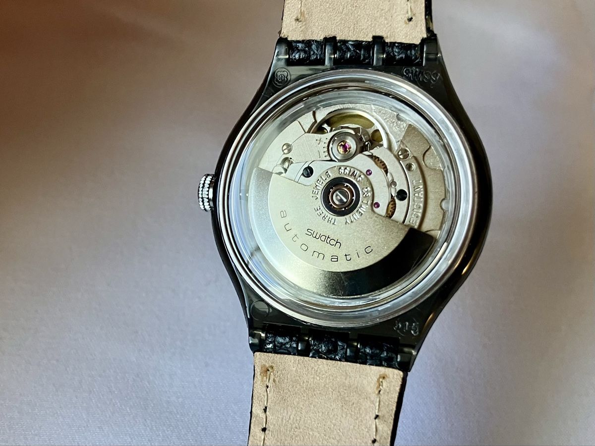 Swatch Uhren: Wunderschöne ungetragene Swatch Automatic, Fullset, 1992  – Neu und originalverpackt aus Andwil SG von Kaltbrunner 1