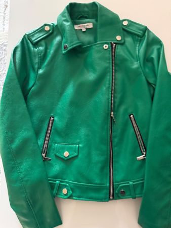 Lederjacke Morgan grün Kunstleder Grösse 36 gebraucht