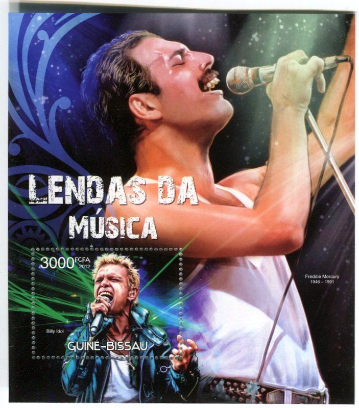 Tutti i francobolli: Block "Freddie Mercury, Billy Idol". Guinea-Bissau – Nuovo e nell'imballaggio originale da Basel venduto da Butsch5