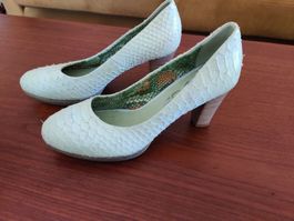 Mintgrüne Pumps Gr. 36 Plateau Leder Frühlingsschuhe