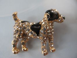Hübsche Hunde Brosche Glitzersteinen!