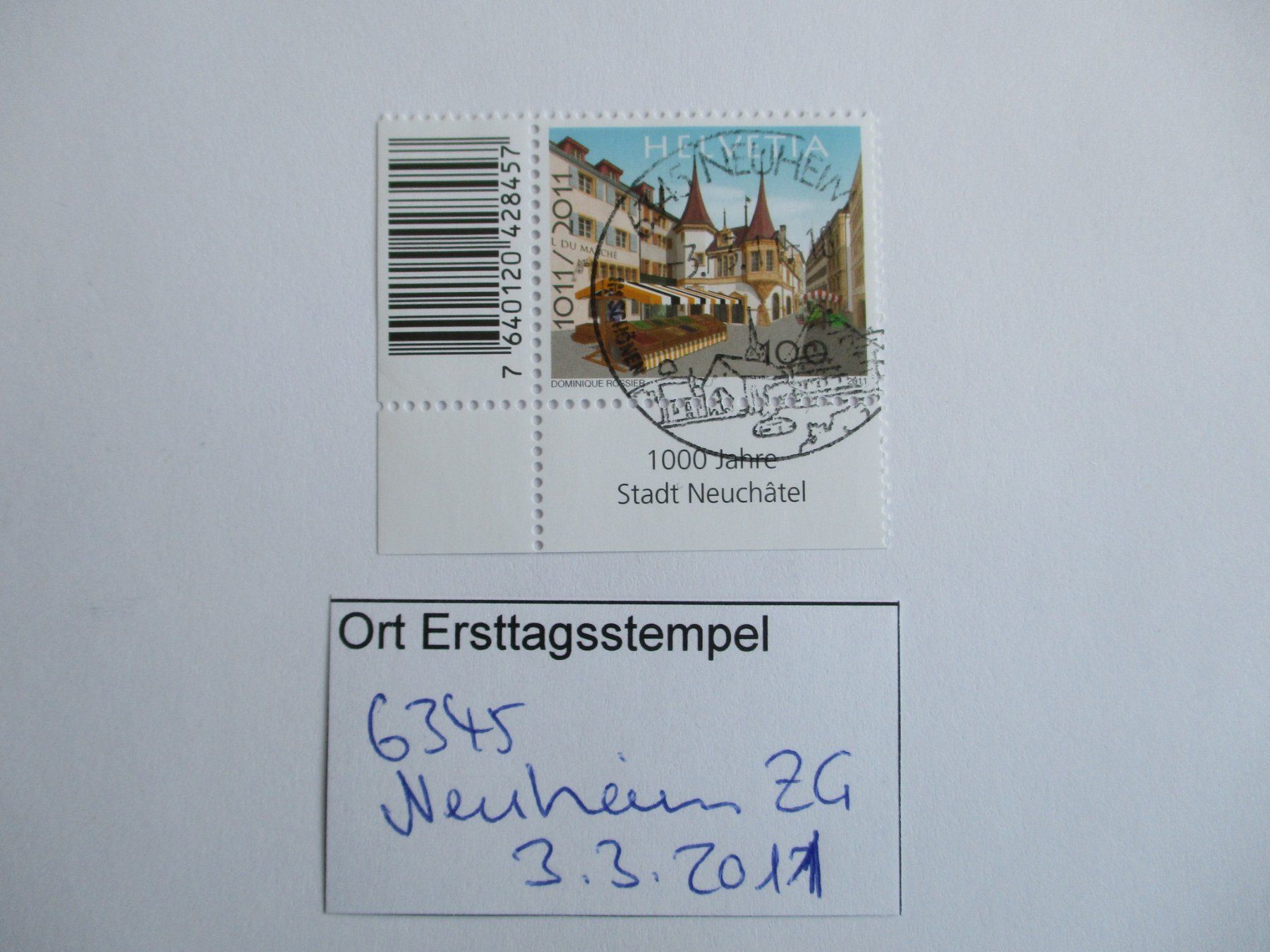 Alle Briefmarken: Voll Ort Ersttagsstempel 6345 Neuheim – Gebraucht aus Langnau b. Reiden von Aktuell88