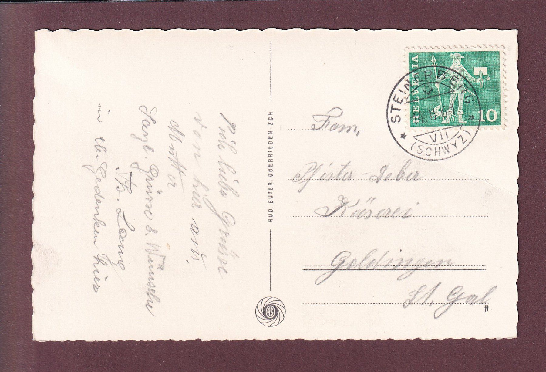 Ansichtskarten: STEINERBERG - Mythen - 1961 – Gebraucht aus Pully von nicecards 1