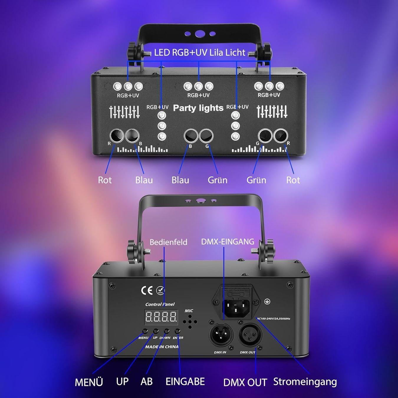 Musiksteuerung Disco RGB-Disco-Licht Mit 21 LEDs + 6 Strahlern – Musikgesteuerter Party-Spot Mit DMX, Fernbedienung, Stroboskop-Effekt, Für Zuhause, Club, Bühne & Geburtstagsfeiern