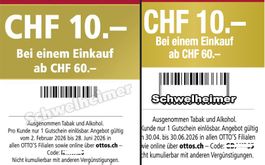 2x Fr. 10.-- Ottos Gutscheine gültib bis Juni 2026