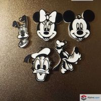 Mickey Faces 3D Printed Keychain Black White