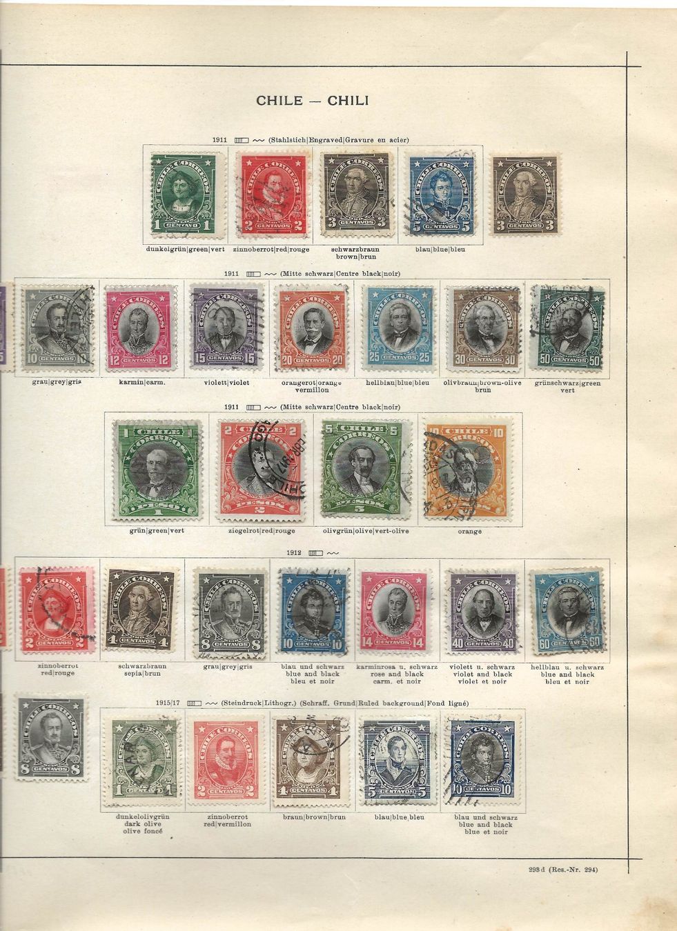 Alle Briefmarken: Marken CHILE gestempelt Falz – Gebraucht aus Au ZH von xelagreb01 5