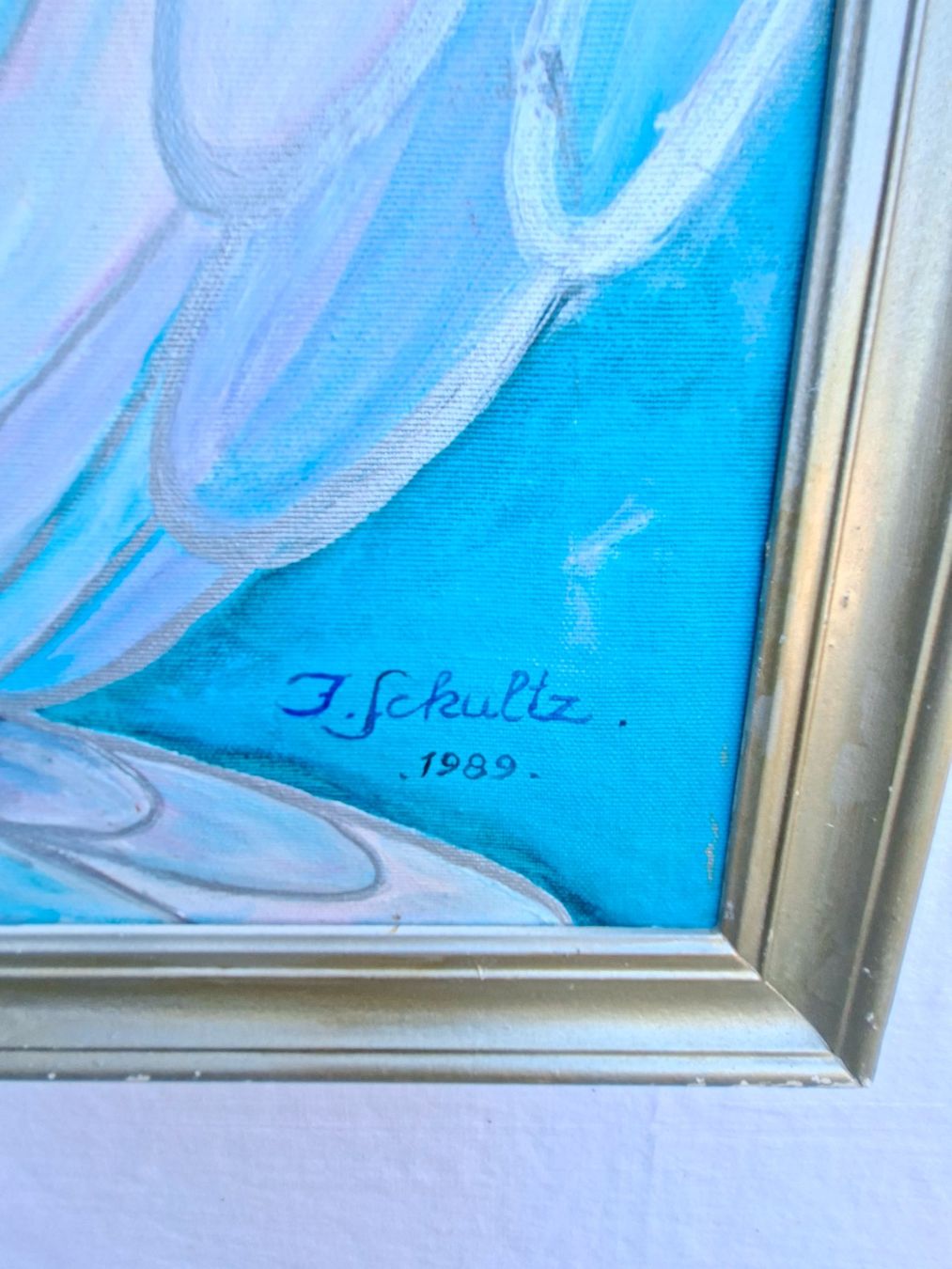 Dipinti: Bild Engel mit Kindern 1989 J. Schultz Acryl – Usato da Schaffhausen venduto da meteor7 3