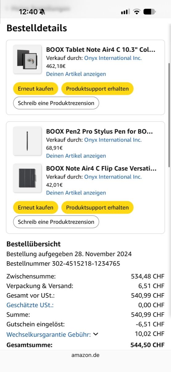 Boox Tablet PC: Onyx Boox Note Air4 C Tablet 10.3 – Usato da Richterswil venduto da and_l726 1